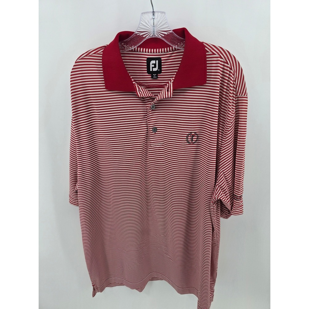 FootJoy ProDry Golf Polo Shirt Mens XL Red White Striped Short Sleeve Logo
